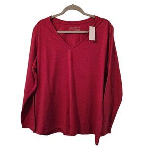 Fuschia Pink Eddie Bauer Women's Long Sleeve V-Neck T-Shirt